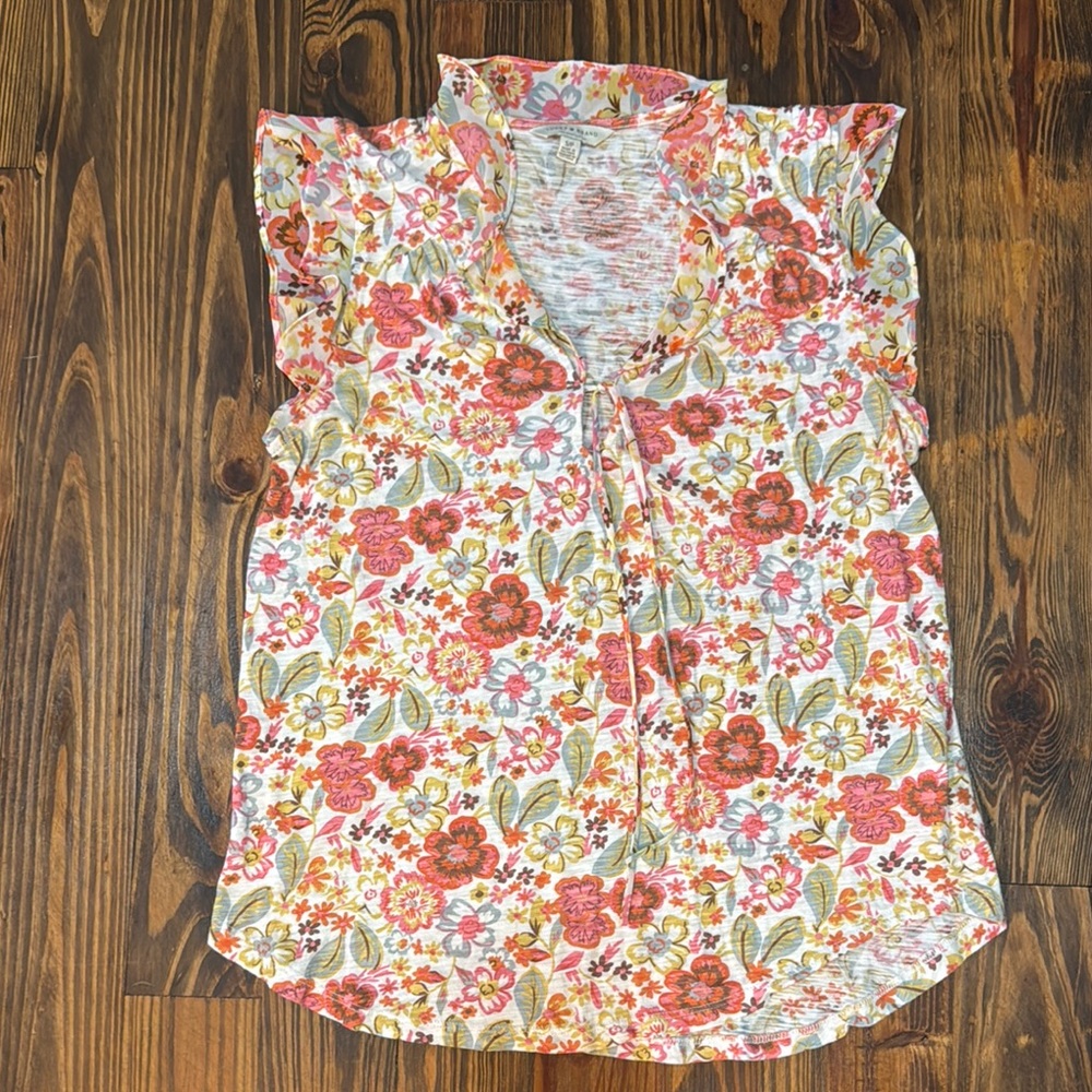 Lucky Brand Pink Ruffled Sleeveless Blouse